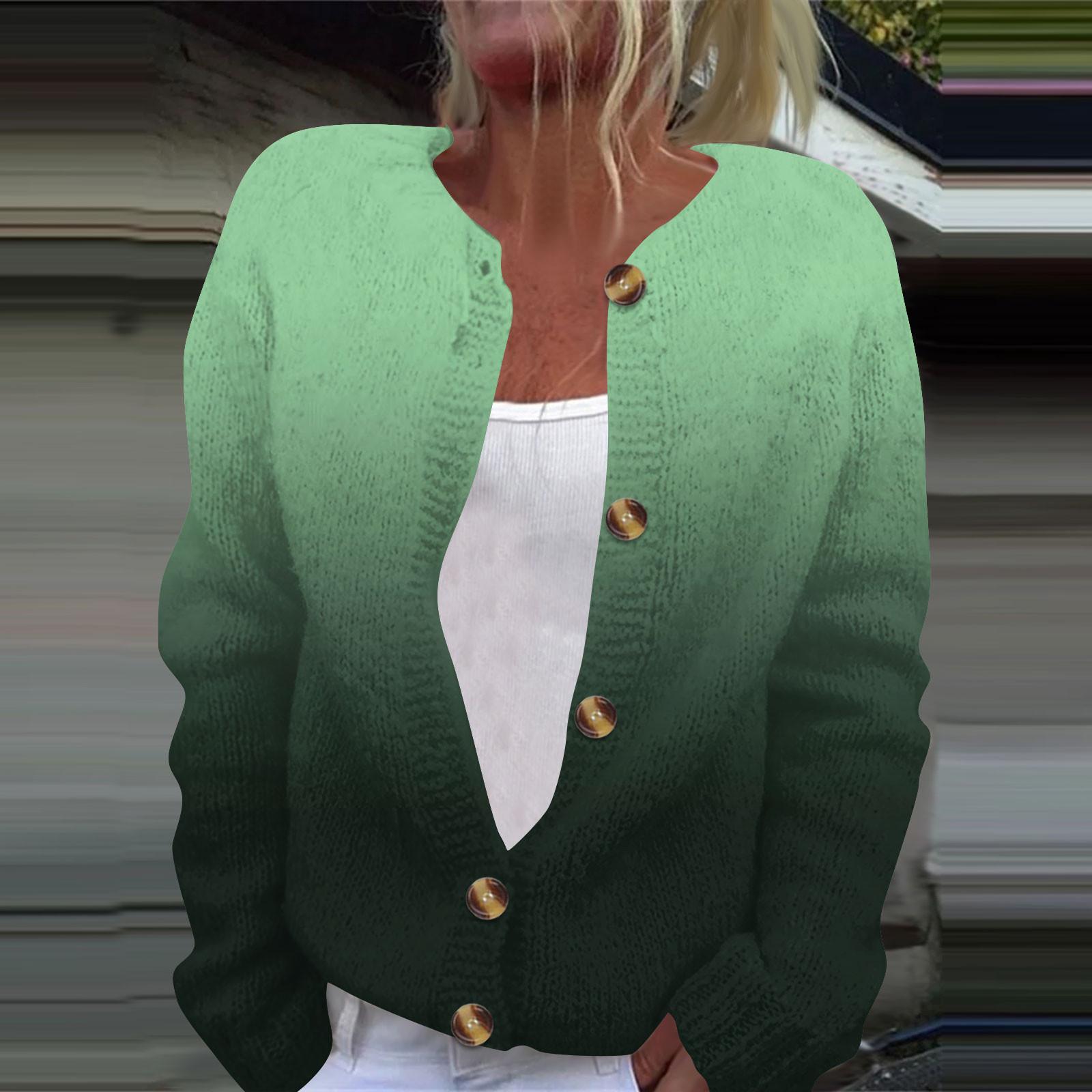 

Женская модная принтованная куртка с длинным рукавом и вязанным кардиганом на пуговицах XXXL зелёный