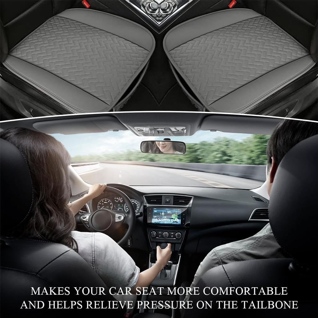 Car Bottom Seat Cover, Anti Slip Leather Auto Front Seat Cushion Cover with Storage Pocket, Comfortable Car Bottom Seat Pad Protector for Cars, SUV,
