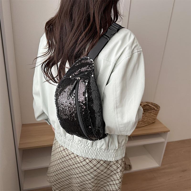 Pailletten-Bauchtasche Wendbare Vielseitige Umhängetasche Meerjungfrauen-Brusttasche Damen-Sporttasche Outdoor Diagonale Schrägtrage-Tasche