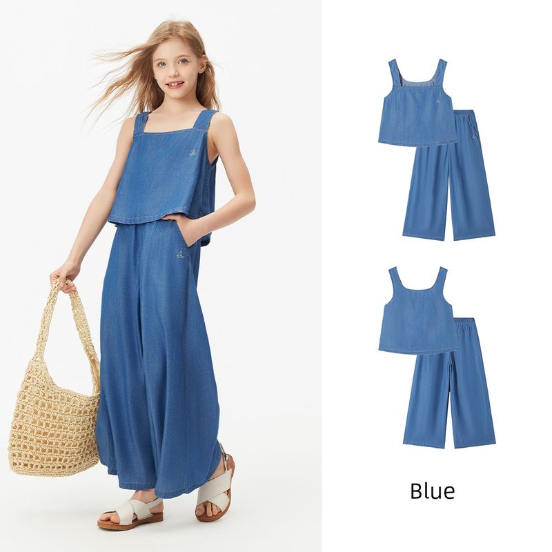 Navigare Italian Small Sailboat Girls  Suit 2026 Summer New Kidsren s Sports and Leisure Two-Piece Set Happy Time-Blue 150