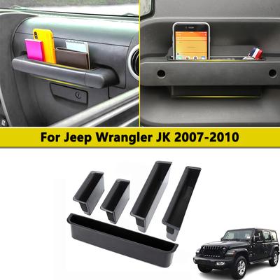 Front Passenger Grab Tray Organizer Door Handle Inserts Storage Box For Jeep Wrangler JK 4-door 2007-2010 Interior Accessories