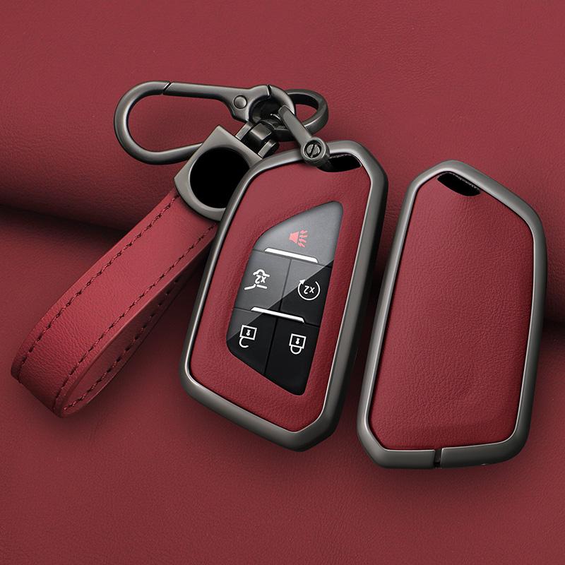 Zinc Alloy Leather Car Key Case Case For Cadillac Escalade Atsl Xt5 Ct5 Xt4 Xt6 Ct4 Ct4-V Xts Ct6 C8 Key Case Car Key Guard Case