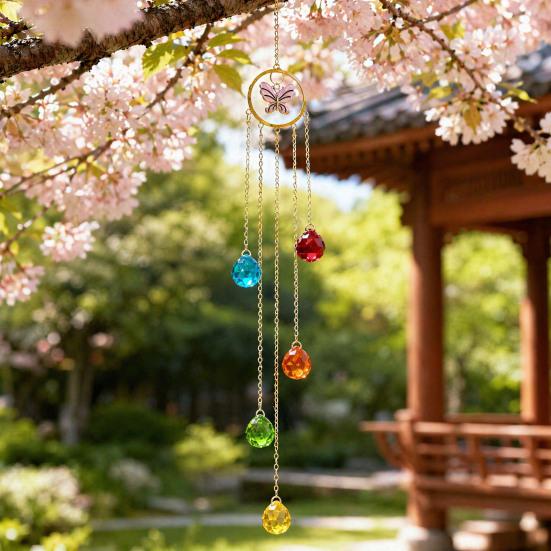 Wind Chime Sun Catcher 7-Color AB Crystal Balls & Light Beads Crystals Ball