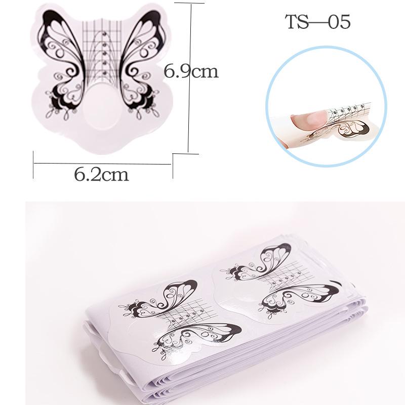 100-Piece French Light Therapy Nail Extension Forms: Butterfly & Horseshoe Designs