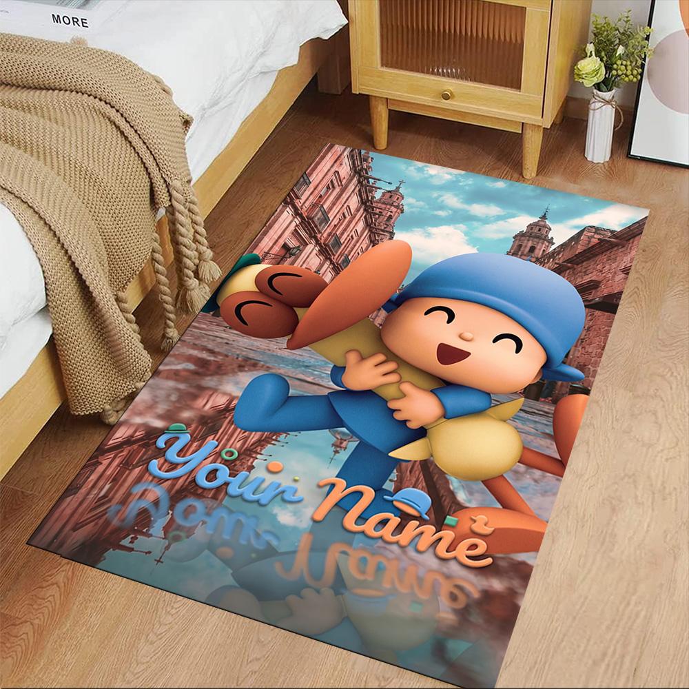 Pocoyo Personalized Text Floor Rug Office Rug Suitable for Kitchen Playrooms Game Room Foyer Antislip Carpet Decorate Offices
