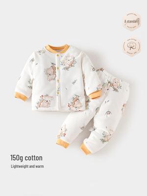 Quilted Winter Two-Piece Baby Set: Warm Cartoon Cotton-Padded Jacket & Separate Pants
