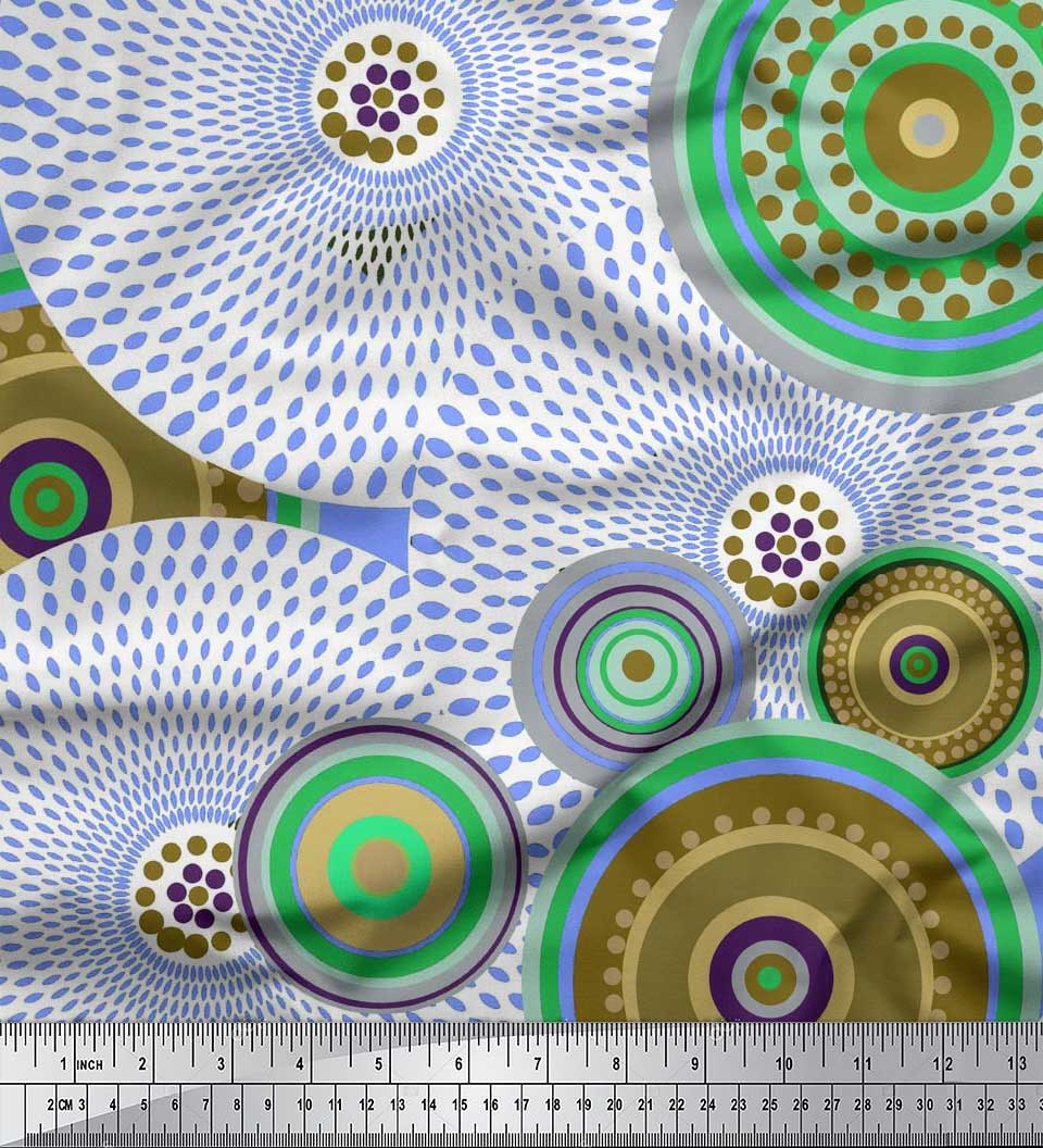 

Кругла тканина з геометричним принтом Soimoi Brown Poly Crepe Тканина 1 ярд 42 дюйма 42 Inch Wide - Poly Crepe синій