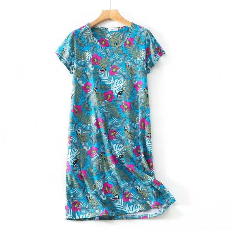 Plus size Estate Donna Camicia da notte Manica corta Simpatico cartone animato pigiameria dolce O Collo Camicie da notte Pigiama Pigiama da donna in cotone