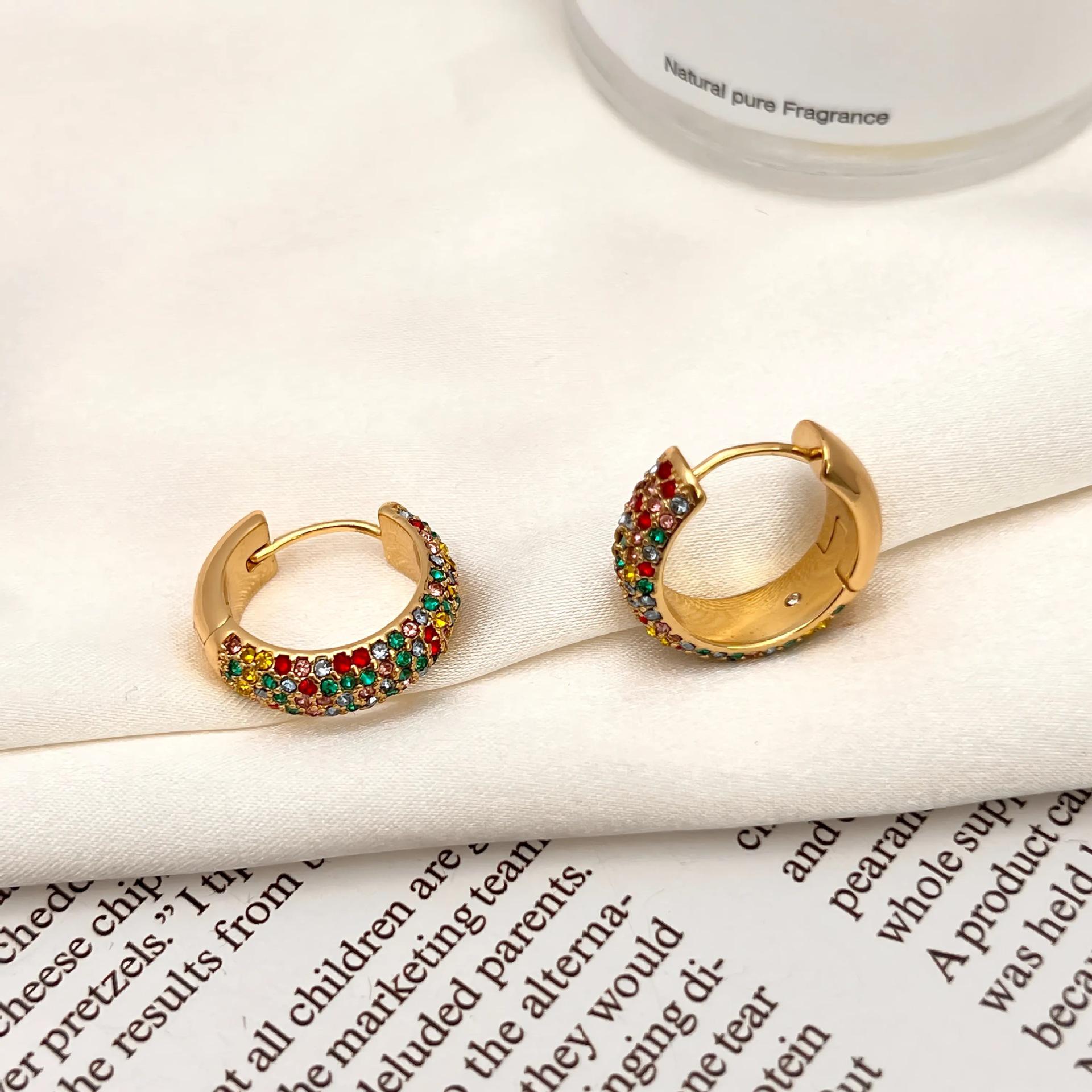 

Элегантные европейские и американские серьги-кольца с полной бриллиантовой микроинкрустацией, разноцветные, для женщин - Универсальные, роскошные и изысканного дизайна