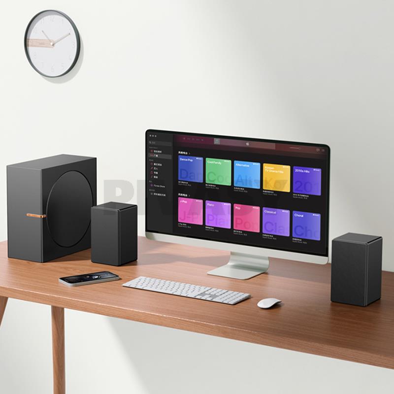 8 Inch High Power Wooden Bass Speaker Full-Range Subwoofer Bluetooth Speaker 2.1 Active Speaker For Computer TV Home Desktop Set