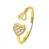 Trendy Diamond Butterfly Heart Open Ring - Unique Musical Note Design for Couples
