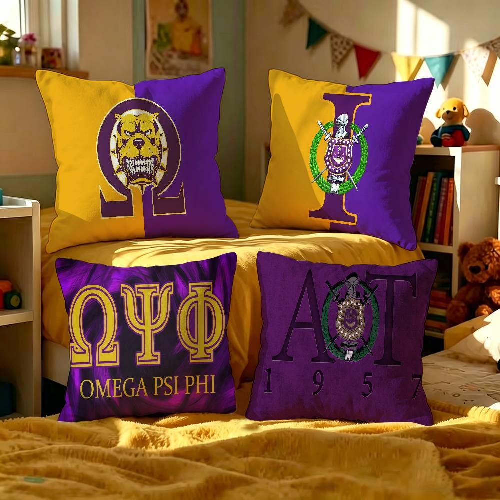 African American Omegas Psi Phi Cushion Cover Inches Farmhouse Decor Home Throw Pillow Covers For Couch Decorations