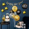 Balon Foliowy Okrągły Happy New Year Czarny 45 Cm