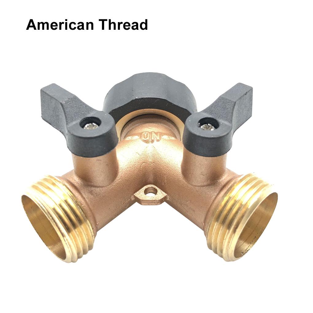 New Hose Splitter Brass 2 Way Garden Hose Connector 3/4 Thread Y Shape Hose Spigot Adapter Water Hose Splitter for Outdoor Farm