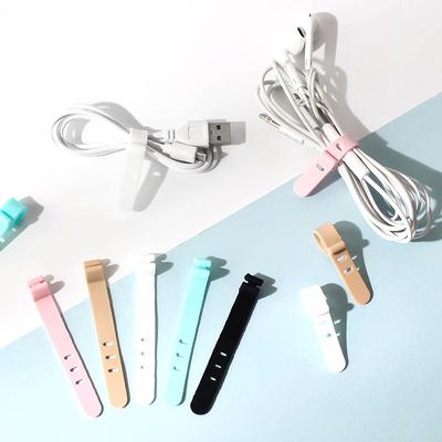 Adjustable Hole Candy Color Silicone Data Cable Winder Anti-lost Earphone Cable USB Charging Cable Bind Rope Desk Wire Organizer