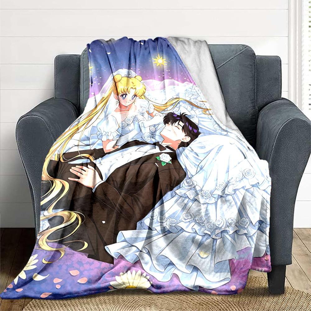 1PC Sailor Moon Blanket Lightweight Flannel Throw Blanket for Sofa, Bed, Travel, Camping, Livingroom, Office, Couch