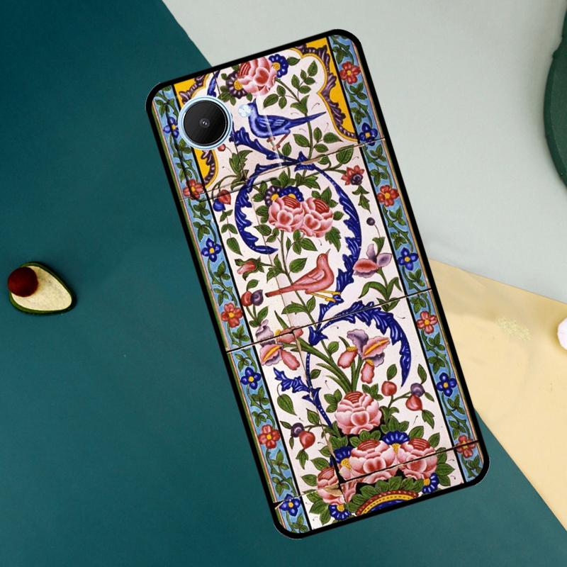 Ancient Floral Tiles For Realme C67 C53 C55 C75 C71 C61 C33 C63 C51 C65 11 12 13 14 15 Pro Plus GT6 GT7 Pro Case