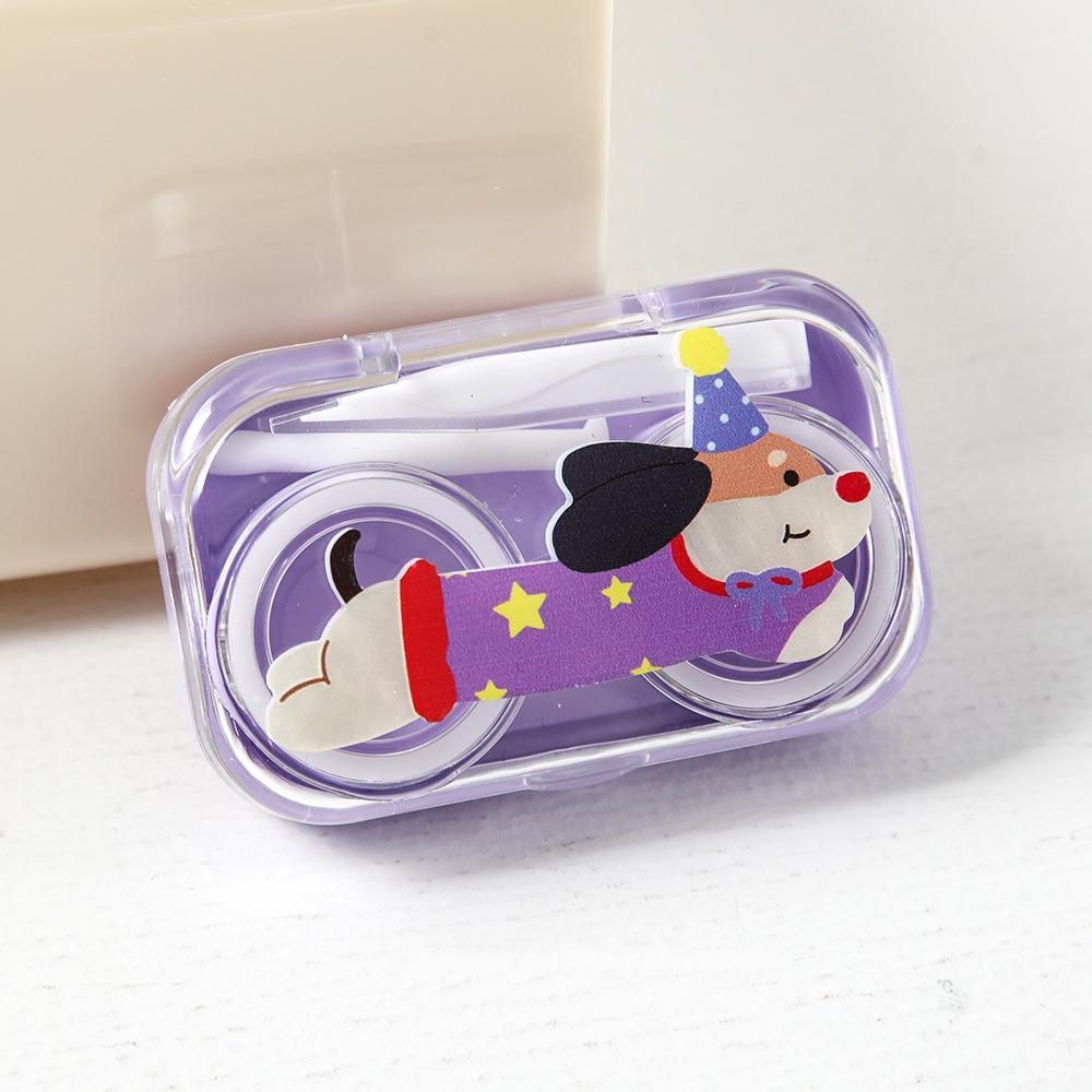Cartoon Animal Contact Lens Case For Women Girls Portable Travel Eye Contact Lenses Box Storage Container With Mirror Tweezers