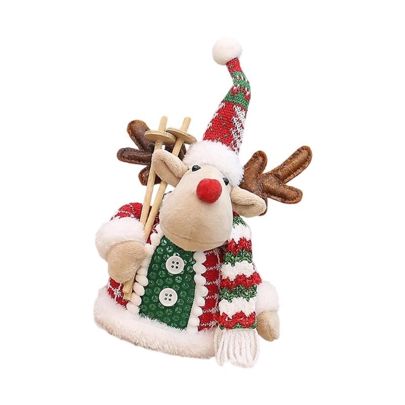  Christmas Themed Standing Plush Snowman Santa Deer Figure Table Shelf Decors