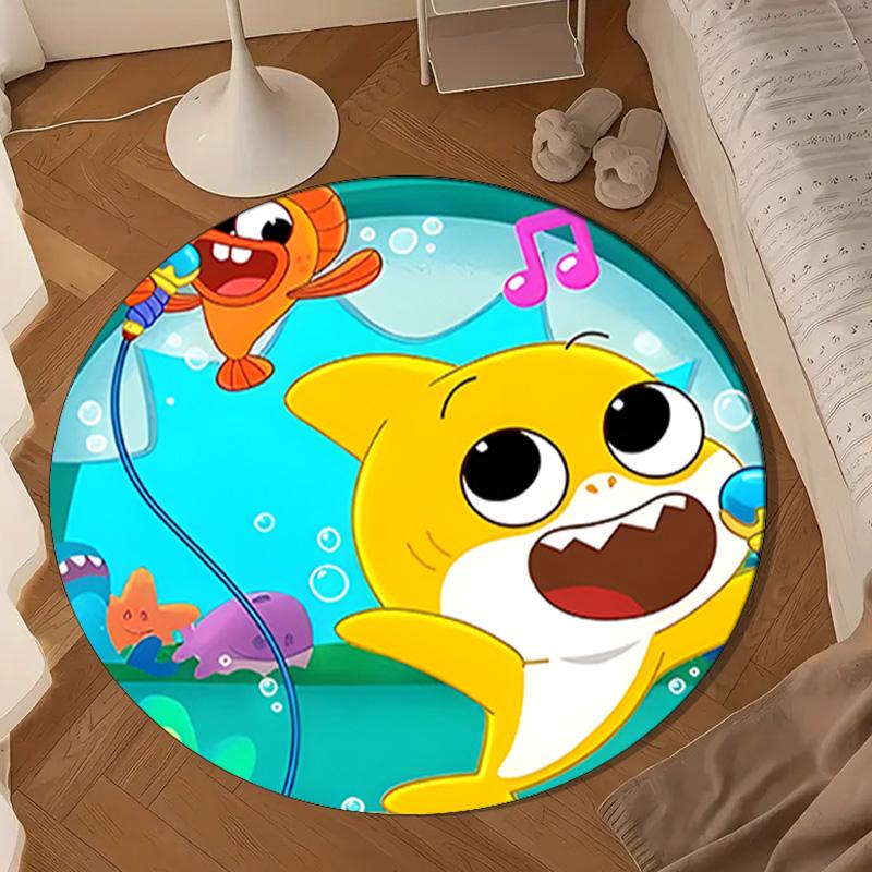 Cartoon Shark Dance Party Round Rug for Livingroom,Bedroom, Palyroom, Chair Rug, Area rug, Circle Carpet, Large Size Fan Christmas gift