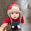 Outdoor wool hat for boys and children, cute thickened windproof ear protection, cute warm and cold winter baby hat pullover hat