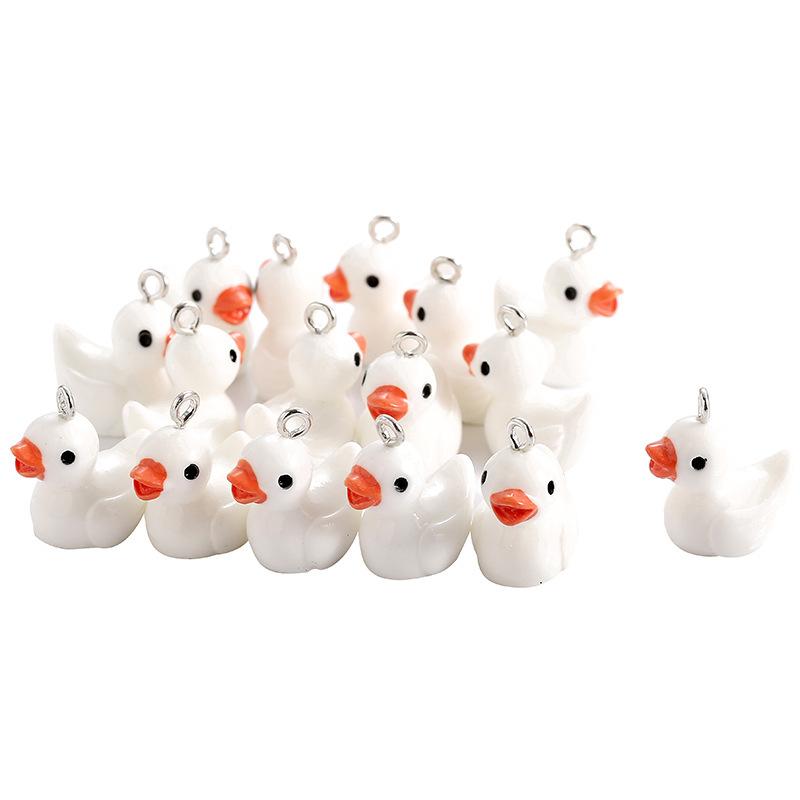 50 Pcs Diy Resin Duck Pendant Cute Animal Charms for Necklace Bracelet and Keychain Couple Family Keychain Pendant