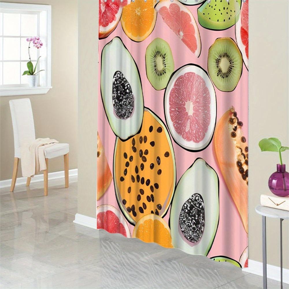 

A Fresh Fruit Shower Curtain: Transform Your Bathroom into a Vibrant Oasis with This Colorful Design Featuring Slices of Avocado W90XH180cm