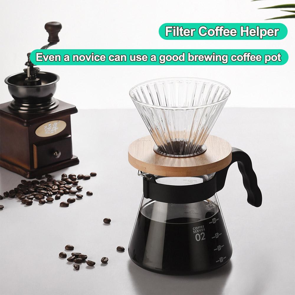 600ml Glas Kaffeekanne Handaufguss Espressokocher Hitzebeständig Filter Mokkakanne Kaffeegeschirr Teegeschirr für die Heimküche