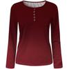 Women's Fashion Long Sleeve Gradient Button Low Chest Sexy Pullover T-Shirt Top