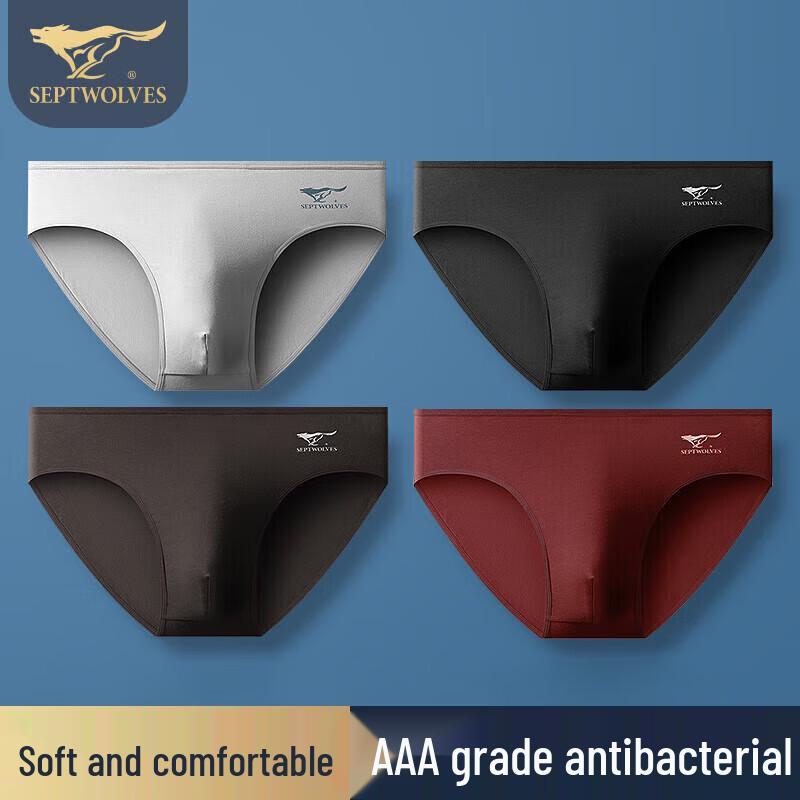 SEPTWOLVES Men's Breathable Cotton Briefs 4-Pack