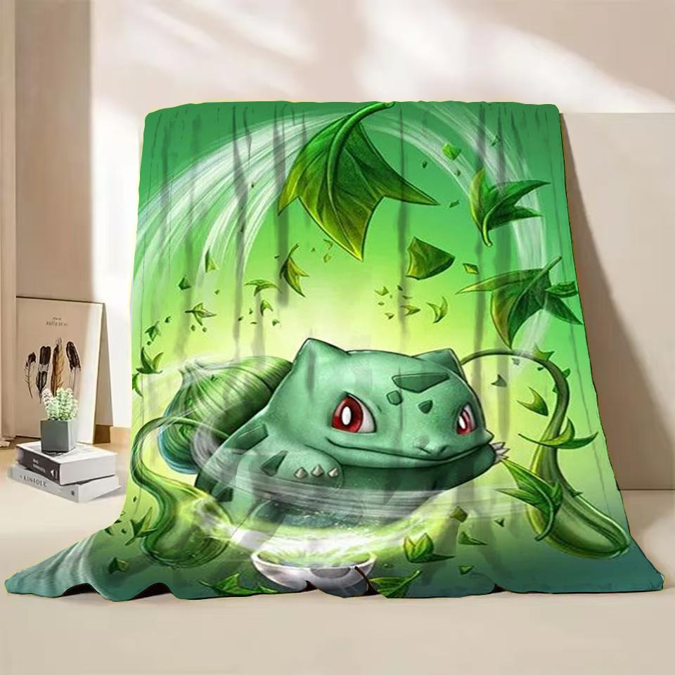 Pokemon Bulbasaur Flannel Throw Blanket for Bed Sofa Home Bedroom Office Travel Children's Cover Blankets Kids Winter Warm Gifts