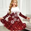 Girl Casual Snowflake Print Round Neck Long Sleeve Dress Kid Princess Dress