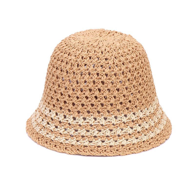 Women's Bucket Hat Summer Breathable Sun Shading Knitted Hat Outdoor Travel Basin Hat