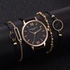 Simple Watch Set Quartz Watch Trend Pu Strap Ladies Watch with Bracelet Set