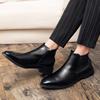 Luxury Fashion Designer New Men's Pointed Patent Leather Casual Chelsea Ankle Boot Male Winter High Tops Shoes Zapatos Hombre