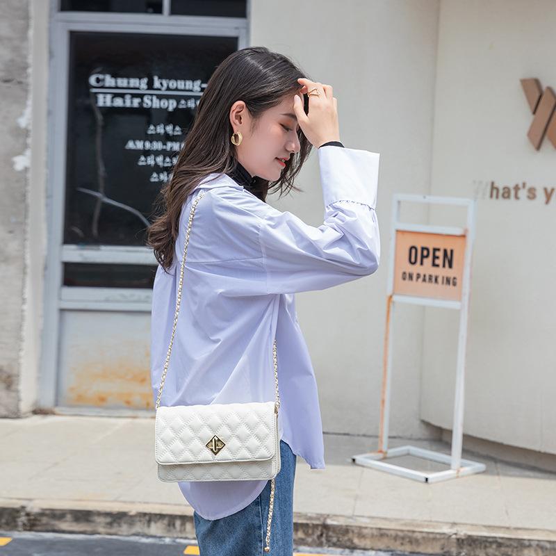 Women's Korean Style Korean Style New One Shoulder Oblique Strap Lock Buckle  Trendy Square Bag