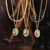 Colorful Oval Shell Pendant Necklace In Gold Plated Titanium Steel