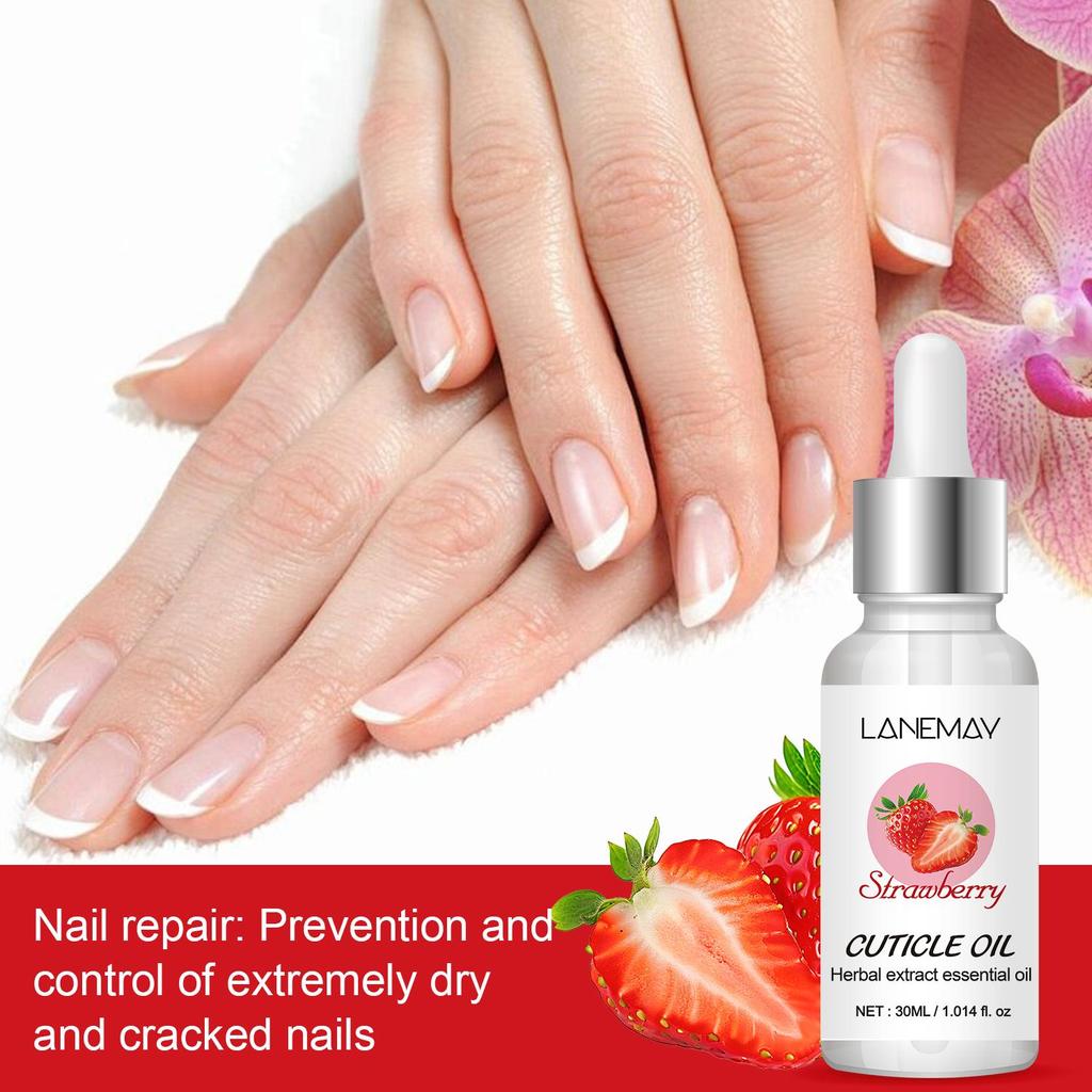 Strawberry Cuticle Oil-Repair Finger Nails-Herbal Extract Essential Oil With Strawberry Fragrance-30ml