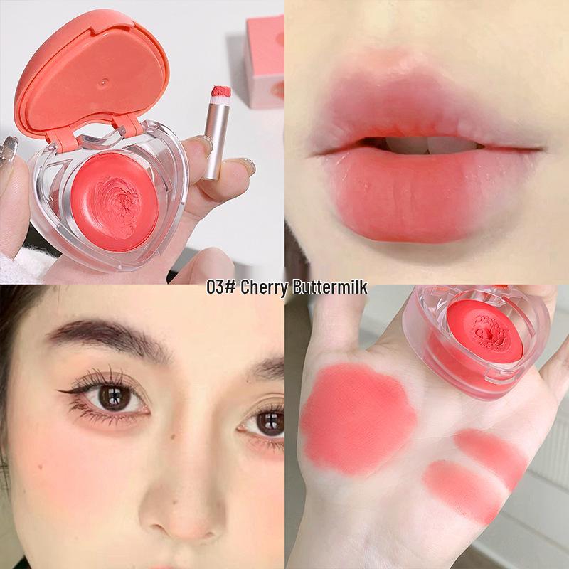 Gegebear Love Heart Lip & Cheek Tint - Girly Matte Pink, Korean Style Makeup