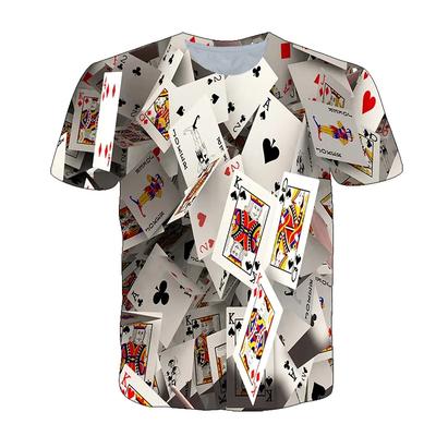 Modisches und lustiges Poker-Muster Herren-T-Shirt mit Aufdruck 3D-gedrucktes Herren-Street-Casual-Lockeres O-Ausschnitt Kurzarm-Oberteil
