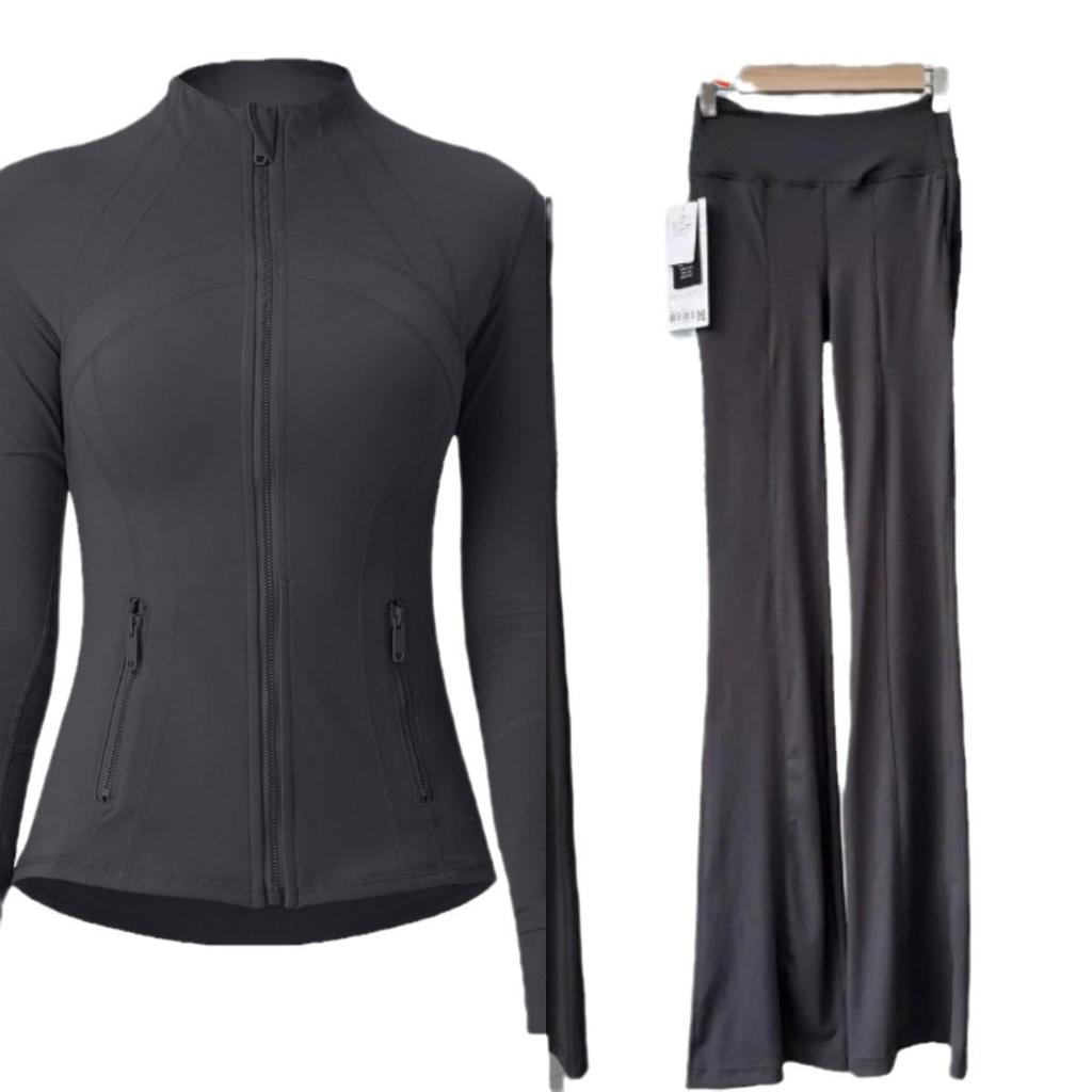 Lulu SLEEK CITY Damen Schnelltrocknender Yoga-Anzug mit Atmungsaktiver Jacke & Sport-Schlaghose