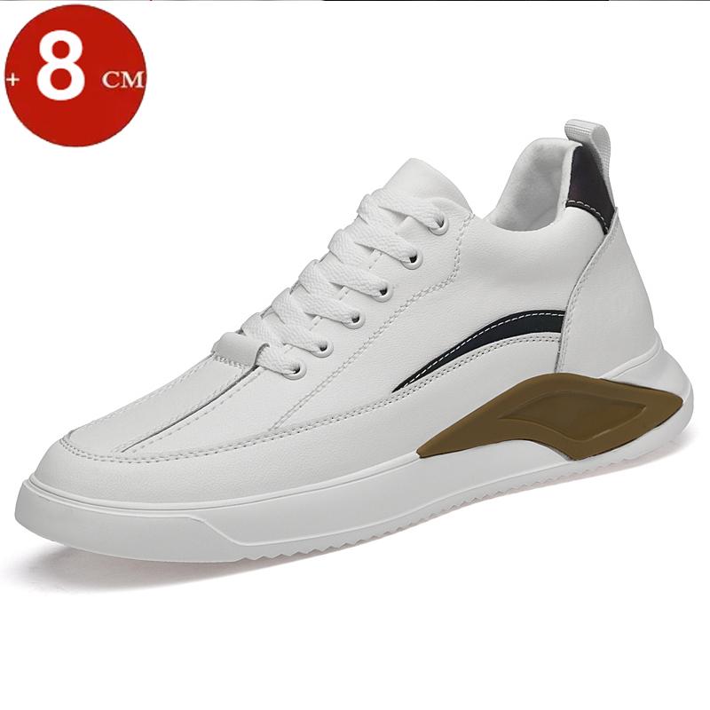 4/6/8CM Herren Aufzugschuhe Höhe Erhöhende Schuhe für Männer Höhe Erhöht Erhöhend Weiße Freizeitschuhe Hohe Schuhe Lift Sneaker