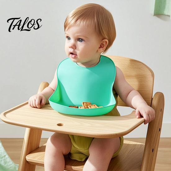 Easy Clean Toddler Bibs Silicone Baby Bib, Waterproof Soft Adjustable Feeding Durable Large Pocket Food Catch Bib for Babies And Toddlers Comfortable