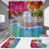 High Definition Digital Printing Shower Curtain Four-Piece Set Of Non-Punching Bathroom Bathroom Bathroom Partition Curtain Landscape