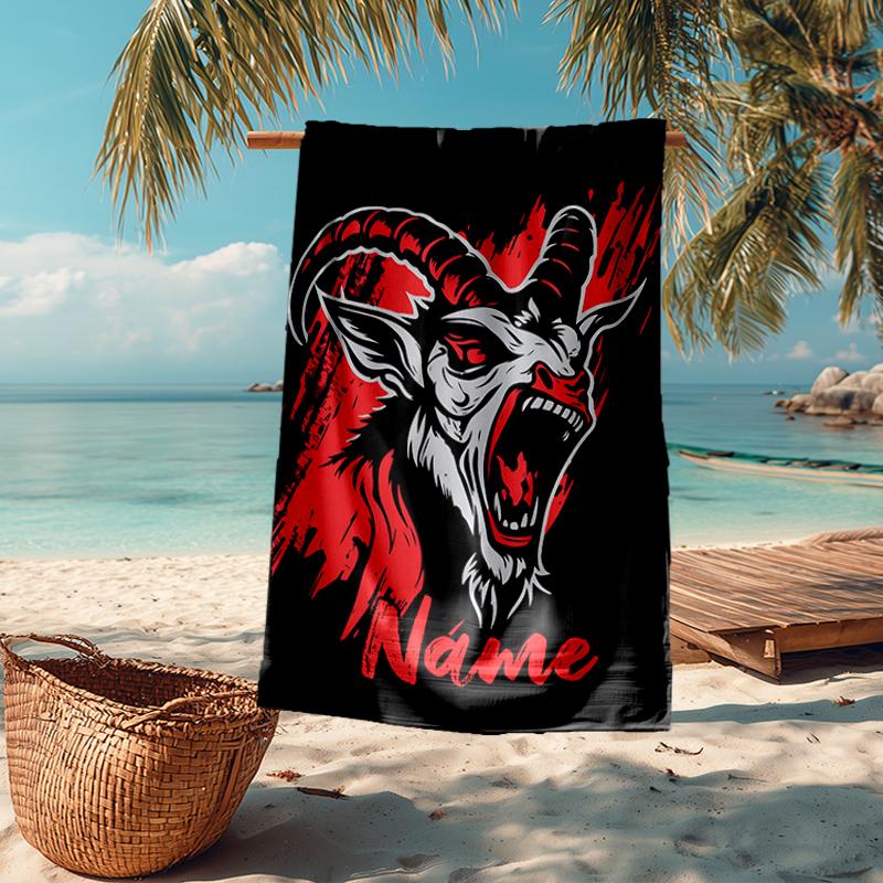 Custom Name Ultra-Soft Beach Towel with Goat Theme,Ideal for Pool - Camping, Diving - Perfect Travel Essential, Vibrant Beach Towel.