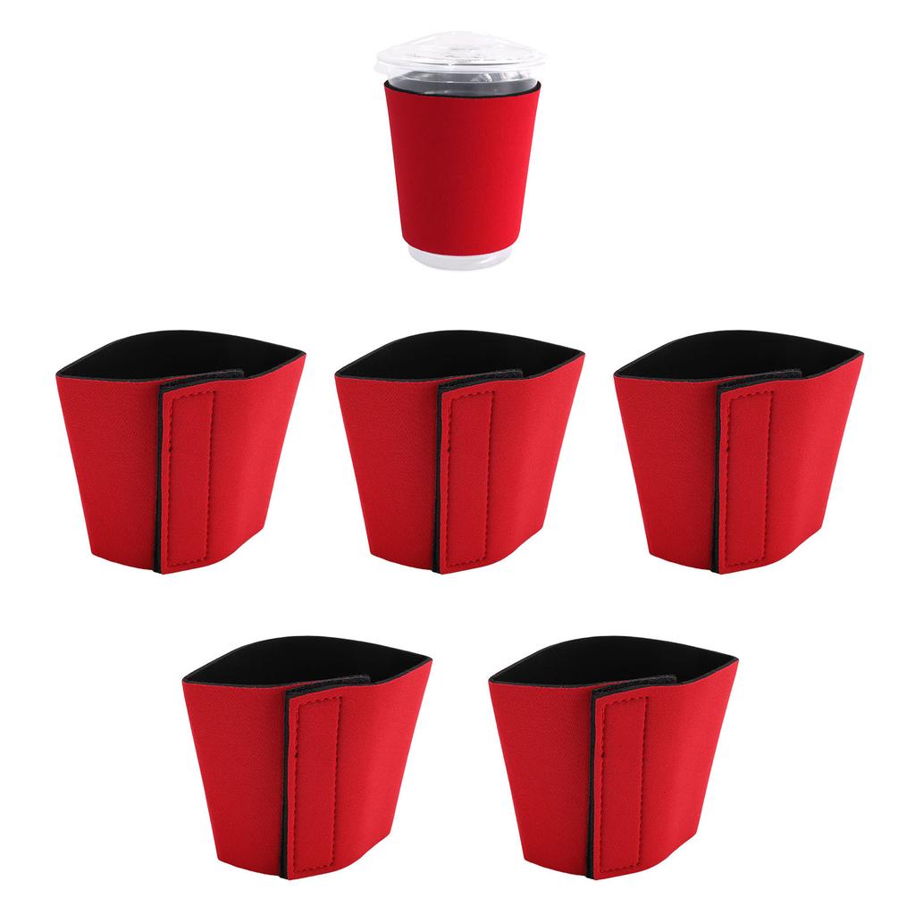 5PCS Reusable Coffee Cup Sleeve   Fastener Neoprene Insulated Cup Sleeve for Iced and Hot Drinks Beverages