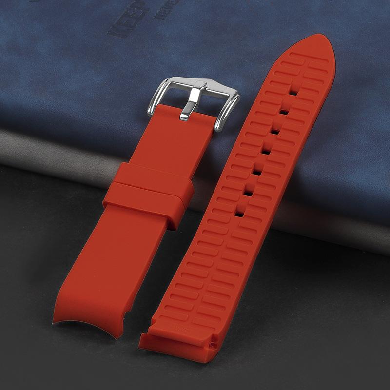 

Изогнутый силиконовый ремешок для часов для Citizen Band для Seiko Bracelet для Rolex Strap с бабочкой 18 19 20 21 22 24 мм 18mm красный