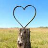 Metal Heart Shape Outside Garden Stake Decorative Plant Stake Easy Installation Rusted Iron Stake for Yard Outdoor