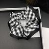Elegant Black & White Plaid Hair Tie for Women - High-Class Bun & Low Ponytail Accessory