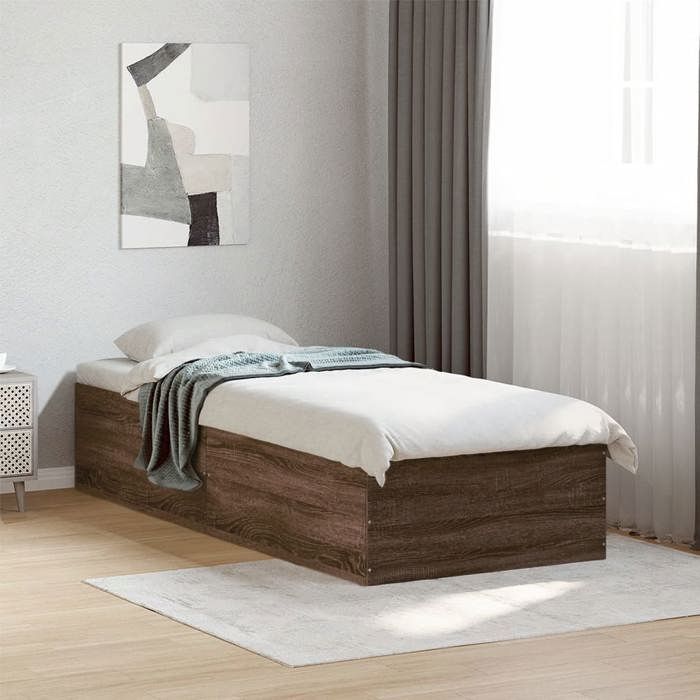 VidaXL Cadre de lit chêne marron 100x200 cm bois d'ingénierie, meuble de chambre à coucher, sommier, lit à panneaux, lit, 3281055